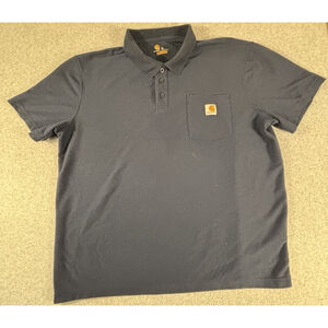 Carhartt Men's Navy Polo Short Sleeve Original Fit Front Pocket Size XL